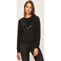 Calvin Klein Jeans - Bluza. Czarne bluzy damskie Calvin Klein Jeans, s, z nadrukiem, z bawełny, bez rękawów, bez kaptura. Za 449,90 zł.