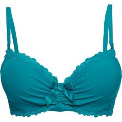Biustonosz usztywniany bonprix niebieskozielony. Niebieskie biustonosze bonprix, w paski, z satyny. Za 44,99 zł.