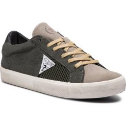 Tenisówki GUESS - Statement FM6STA SUE12 WILD. Zielone półbuty męskie Guess, z aplikacjami, z zamszu, eleganckie, bez zapięcia. Za 399,00 zł.