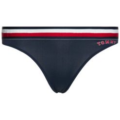 Stringi TOMMY HILFIGER UW0UW01065. Niebieskie stringi damskie TOMMY HILFIGER, xs, bez wzorów, z elastanu. W wyprzedaży za 69,00 zł.