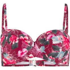 Biustonosz bikini na fiszbinach bonprix bordowy z nadrukiem. Stroje kąpielowe damskie bonprix. Za 54,99 zł.