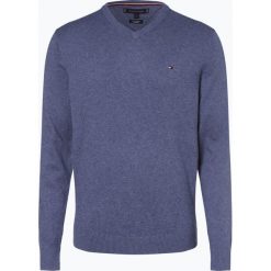 Tommy Hilfiger - Sweter męski z dodatkiem kaszmiru, niebieski. Niebieskie swetry klasyczne męskie TOMMY HILFIGER, l, z dzianiny. Za 449,95 zł.