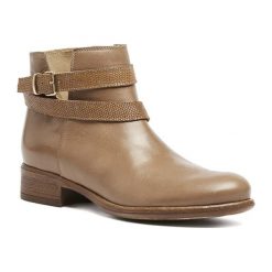 Botki damskie lity: Skórzane botki w kolorze taupe
