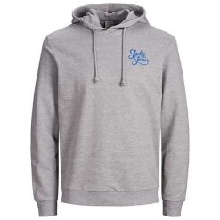 Jack&Jones Męska Bluza Jorgalions Sweat Hood Brushed Lightgrey Melange (Rozmiar S). Szare bluzy męskie marki Jack&Jones, s, bez wzorów, sportowe, bez kołnierzyka, bez rękawów, bez kaptura. W wyprzedaży za 85,00 zł.