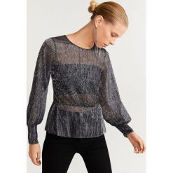 Mango - Bluzka Plata. Szare bluzki damskie Mango, s, bez wzorów, z poliesteru, z okrągłym kołnierzem, z długim rękawem. Za 99,90 zł.