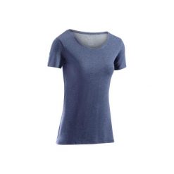 Koszulka krótki rękaw Regular Gym & Pilates 500 damska. Niebieskie topy sportowe damskie DOMYOS, xl, z elastanu. Za 19,99 zł.