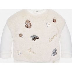 Mayoral - Bluza dziecięca 68-98 cm. Białe bluzy dziewczęce Mayoral, z aplikacjami, z elastanu, bez rękawów, bez kaptura. W wyprzedaży za 79,90 zł.