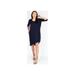 XS - 4XL _ LIDIA asymetryczna - granatowa. Niebieskie sukienki damskie Collibri, na co dzień, xl, bez wzorów, z dzianiny, z asymetrycznym kołnierzem, bez rękawów, asymetryczne. Za 169,00 zł.