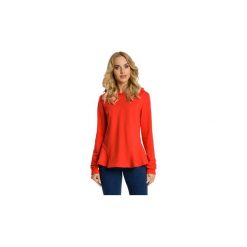 Bluzy Moe M345 Bluza z kapturem i ozdobnymi falbankami po bokach. Czerwone bluzy damskie Moe, s, bez wzorów, bez rękawów, z kapturem. Za 99,00 zł.