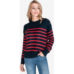 Pepe Jeans Bretona Sweter Niebieski Czerwony. Czerwone bluzy damskie Pepe Jeans, xs, w paski, z wełny, bez rękawów, bez kaptura. Za 326,95 zł.