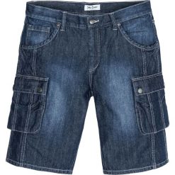 Bermudy bojówki Regular Fit bonprix ciemnoniebieski "used". Czarne spodenki i szorty męskie bonprix, m, z aplikacjami, z jeansu. Za 99,99 zł.