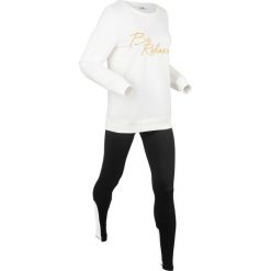 Bluza z legginsami sportowymi (kompl. 2-częściowy) bonprix biel wełny - czarny. Białe bluzy sportowe damskie marki bonprix, z wełny. Za 129,99 zł.