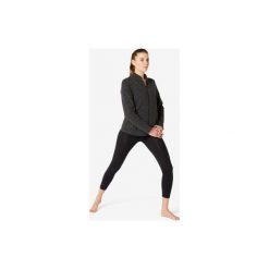 Bluza na zamek Gym & Pilates Free Move damska. Czarne bluzy damskie DOMYOS, xs, bez wzorów, z elastanu, bez rękawów, bez kaptura. Za 79,99 zł.