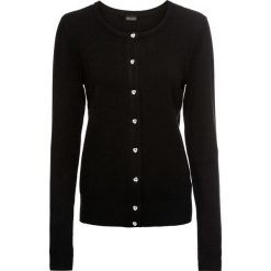 Sweter rozpinany bonprix czarny. Czarne swetry damskie bonprix, bez wzorów, bez rękawów, bez kaptura. Za 74,99 zł.