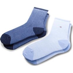 Zestaw 2 par wysokich skarpet damskich TOMMY HILFIGER - 383001001 Midnight Blue 563. Niebieskie skarpetki damskie TOMMY HILFIGER, bez wzorów, z elastanu. Za 49,99 zł.