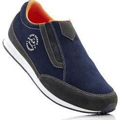 Półbuty wsuwane skórzane bonprix ciemnoniebieski. Niebieskie buty sportowe męskie marki bonprix, bez zapięcia. Za 109,99 zł.
