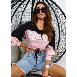 Bluza Cosmic Kolor Puder Uni. Czarne bluzy damskie LIGARI, uniwersalny, w paski, z bawełny, z krótkim rękawem, krótkie, bez kaptura. Za 109,00 zł.