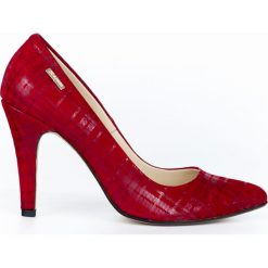 Szpilki w kratkę na 9 cm obcasie - skóra naturalna - model 035 - kolor czerwona kratka. Czerwone czółenka damskie Zapato, na imprezę, z nadrukiem, ze skóry, eleganckie, na wysokim obcasie, na obcasie, bez zapięcia. Za 319,00 zł.