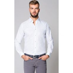 Koszula Biała Mikrowzór Libra. Białe koszule męskie LANCERTO, m, z haftami, z bawełny, eleganckie, z włoskim kołnierzykiem, bez rękawów. W wyprzedaży za 199,90 zł.
