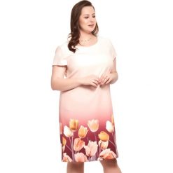 Łososiowa sukienka Berta z borderem XXL OVERSIZE. Różowe sukienki damskie Moda Size Plus Iwanek, na imprezę, na lato, s, bez wzorów, z elastanu, z okrągłym kołnierzem, bez rękawów, oversize. Za 149,00 zł.