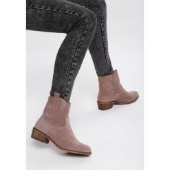 Khaki Botki Coftra. Brązowe botki damskie Renee, klasyczne, z okrągłym noskiem, na niskim obcasie, na obcasie, z paskami. Za 159,99 zł.