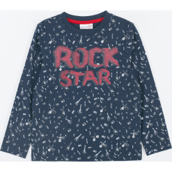 Koszulka. Niebieskie t-shirty chłopięce BASIC BOY, z nadrukiem, z długim rękawem. Za 42,90 zł.
