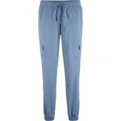 Spodnie bojówki, dł. do kostki bonprix matowy niebieski. Niebieskie spodnie damskie bonprix. Za 37,99 zł.