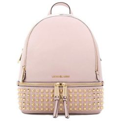 Skórzany plecak w kolorze różowym - (S)27 x (W)30 x (G)13 cm. Różowe plecaki damskie Michael Kors, Guess, bez wzorów, ze skóry. W wyprzedaży za 1059,95 zł.