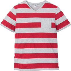 T-shirt bonprix czerwony w paski. Szare t-shirty męskie bonprix, xl, w paski, z dekoltem w serek. Za 24,99 zł.