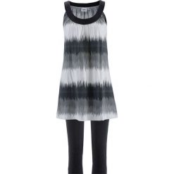 Sukienka + legginsy rybaczki (2 części) bonprix czarno-biały z nadrukiem + czarny. Czarne legginsy damskie bonprix, z nadrukiem. Za 74,99 zł.