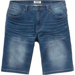 Bermudy dresowe w optyce dżinsu Regular Fit bonprix niebieski. Niebieskie spodenki i szorty męskie bonprix, m, bez wzorów, z dzianiny. Za 89,99 zł.