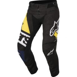 Spodnie cross/enduro ALPINESTARS MX TECHSTAR FACTORY kolor biały/czarny/granatowy/żółty, rozmiar 40. Żółte spodnie męskie ALPINESTARS MX, s, w paski. Za 749,00 zł.