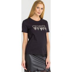 T-SHIRT STONES TEE Guess. Czarne t-shirty damskie Guess, s, z aplikacjami, z bawełny, z okrągłym kołnierzem. Za 259,00 zł.