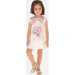 Mayoral - Sukienka dziecięca 92-134 cm. Różowe sukienki dziewczęce Mayoral, z aplikacjami, z bawełny, z krótkim rękawem, krótkie, mini, rozkloszowane. Za 142,90 zł.