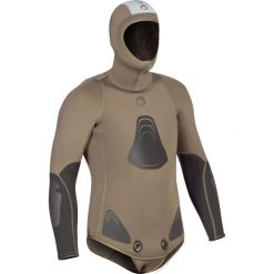 Kurtka do kombinezonu SPF 100 7 mm do łowiectwa podwodnego. Pomarańczowe kurtki sportowe męskie SUBEA, xl, bez wzorów, z poliamidu, bez kaptura. Za 439,99 zł.