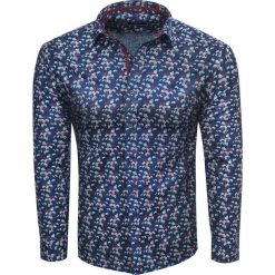 Koszula męska slim granatowa w wzory Recea. Koszule męskie Recea, xl, bez wzorów, z elastanu, eleganckie, bez kołnierzyka, bez rękawów. W wyprzedaży za 49,99 zł.