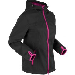 Lekka kurtka softshell bonprix czarno-różowa magnolia. Czarne kurtki damskie bonprix, bez wzorów, z softshellu, bez kaptura. Za 189,99 zł.