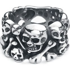EtNox Hard and Heavy Skulls Pierścień srebrny. Szare sygnety męskie marki etNox Hard and Heavy, srebrne. Za 62,90 zł.