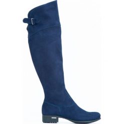 Kozaki - skóra naturalna - model 128 - kolor granatowy nubuk. Niebieskie kozaki damskie Zapato, na zimę, z jeansu, eleganckie, na wysokim obcasie. W wyprzedaży za 393,75 zł.