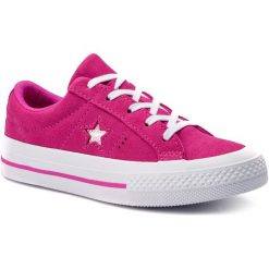 Tenisówki CONVERSE - One Star Ox 663588C Active Fuchsia/Active Fuchsia. Różowe trampki dziewczęce Converse, bez wzorów, ze skóry, na sznurówki. W wyprzedaży za 169,00 zł.