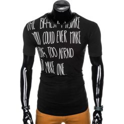 T-SHIRT MĘSKI Z NADRUKIEM S1001 - CZARNY. Czarne t-shirty męskie z nadrukiem marki Ombre Clothing, m. Za 29,00 zł.