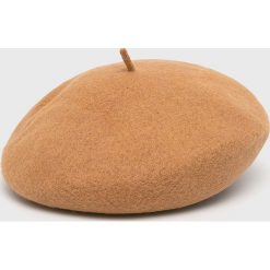 Answear - Beret. Brązowe czapki damskie ANSWEAR, bez wzorów, z wełny. W wyprzedaży za 44,90 zł.