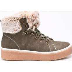 S. Oliver - Botki. Szare buty zimowe damskie S.Oliver, z materiału, na obcasie, na sznurówki. W wyprzedaży za 169,90 zł.