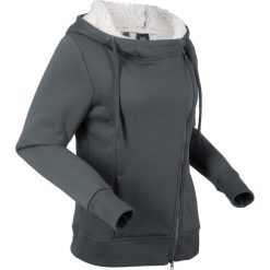 Bluza rozpinana z polaru baranka, długi rękaw bonprix antracytowy. Szare bluzy polarowe marki bonprix, z długim rękawem, długie. Za 149,99 zł.