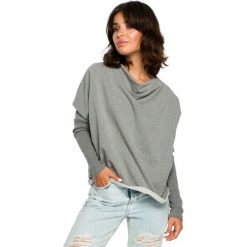 Bluza z dekoltem z tyłu - szara. Szare bluzy damskie BE, s, bez wzorów, z elastanu, z długim rękawem, długie, bez kaptura. Za 149,00 zł.