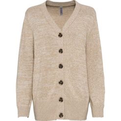 Sweter rozpinany bonprix cielisty melanż. Brązowe swetry damskie bonprix, bez wzorów, z bawełny, bez rękawów, bez kaptura. Za 64,99 zł.