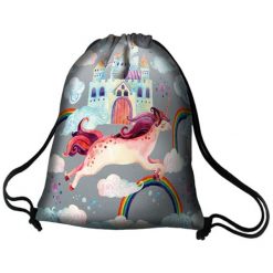 Plecaki damskie: Plecak "Worek" w kolorze szarym ze wzorem - (D)44 x (S)36 cm