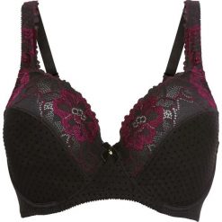 Biustonosz bonprix czarno-jeżynowy. Czarne biustonosze bardotka bonprix. Za 54,99 zł.