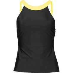 Top tankini bonprix czarno-żółty neonowy. Czarne stroje kąpielowe damskie bonprix, bez wzorów, bez kołnierzyka. Za 89,99 zł.