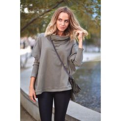 Bluza - khaki. Brązowe bluzy damskie Moe, s, bez wzorów, z bawełny, bez rękawów, długie, bez kaptura. Za 169,00 zł.